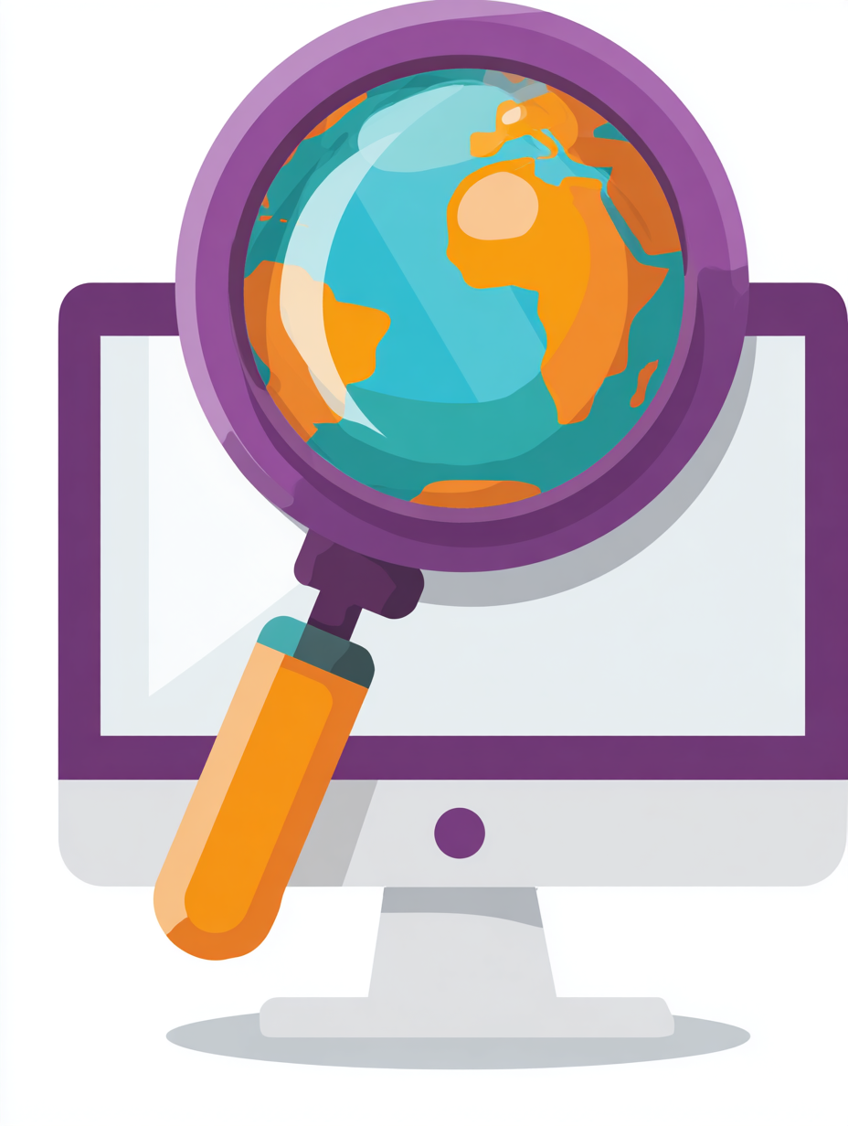 An image of a computer screen and a magnifying glass