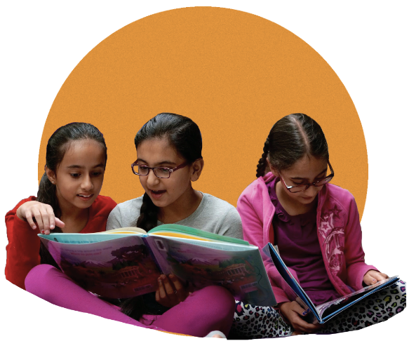 Three students reading together