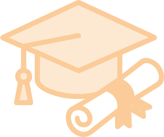 Two students with graduation caps and gowns on 