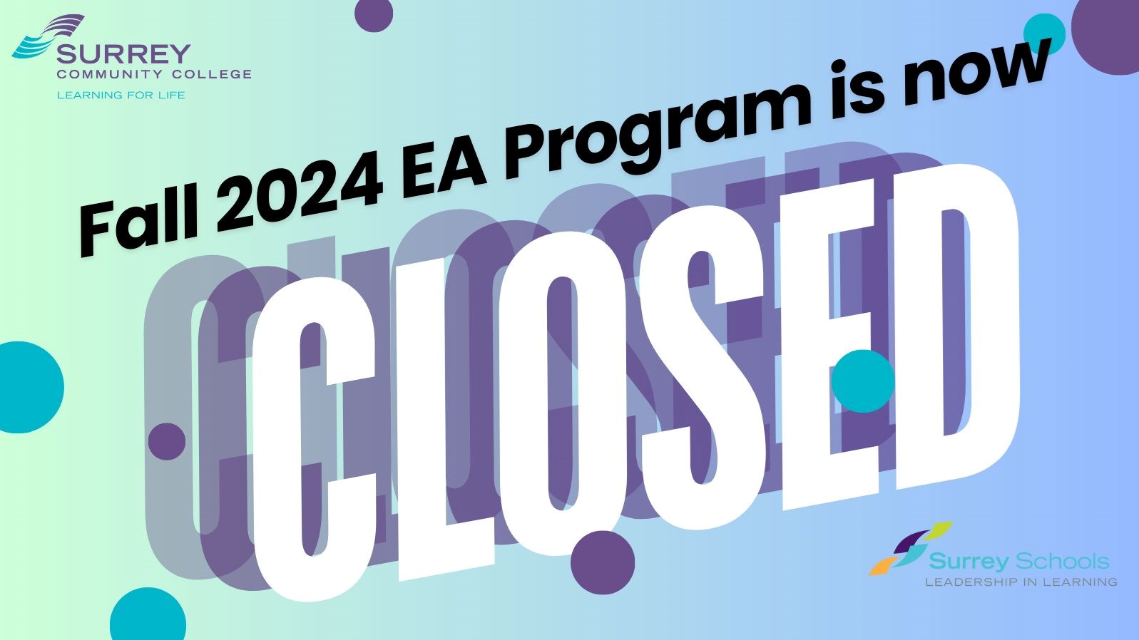 Fall EA Admissions are now closed