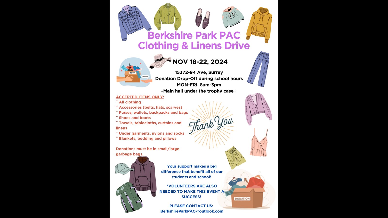 Fall Clothing Drive Extended to NOV 27