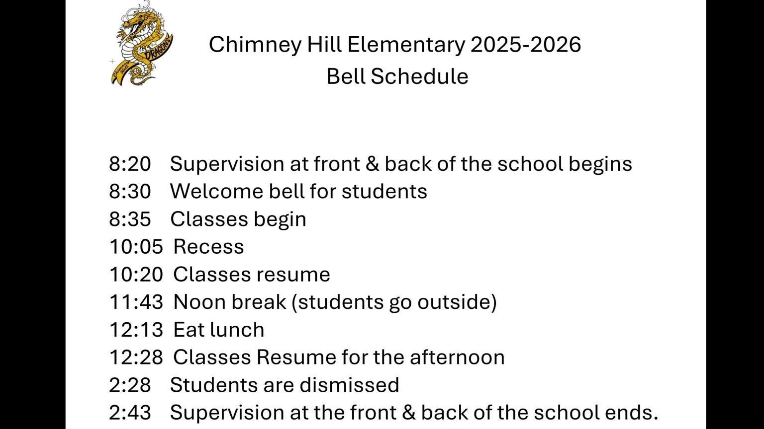 Bell Schedule
