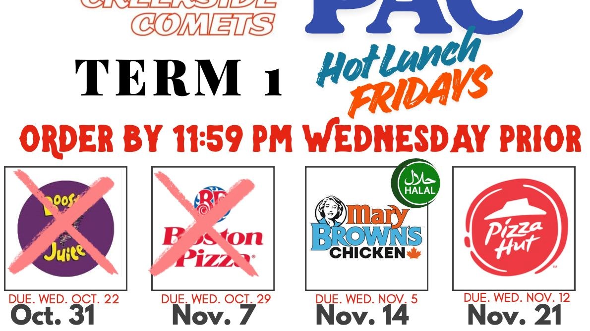 Term 1 PAC Hot Lunch Fundraisers LIVE! 🎉 ORDER NOW!