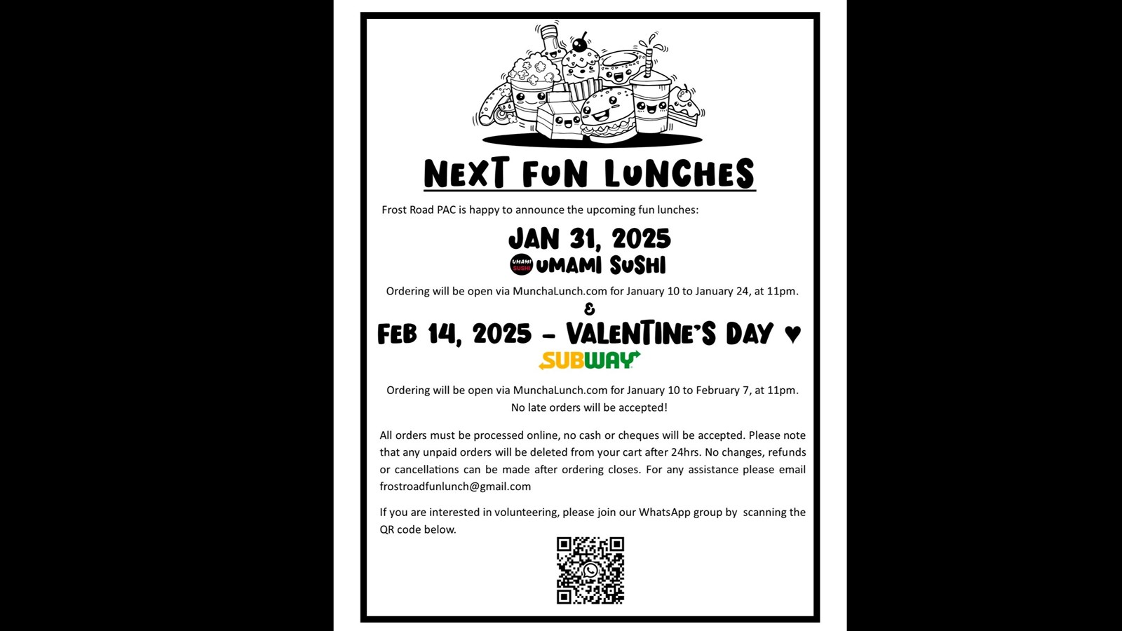 PAC Fun Lunches - January 31st and February 14th, 2025