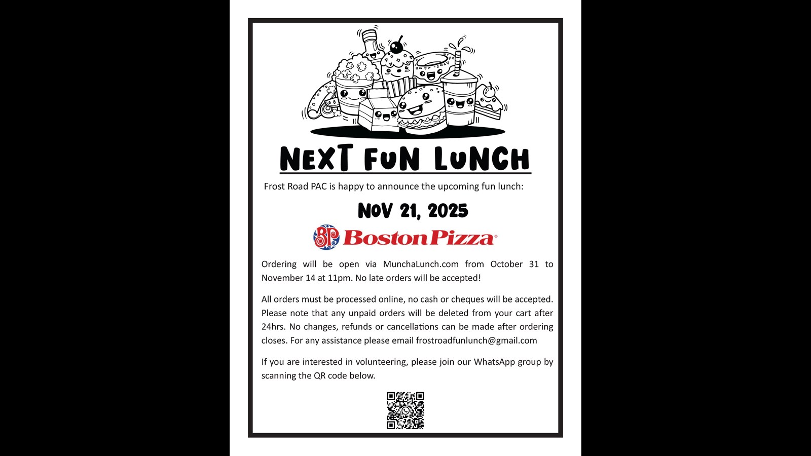 Next PAC Fun Lunch - November 21, 2025 - Boston Pizza
