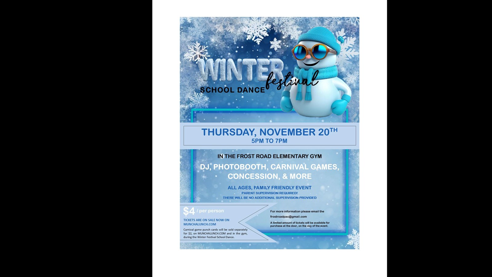 Winter Festival School Dance - Thursday, November 20th
