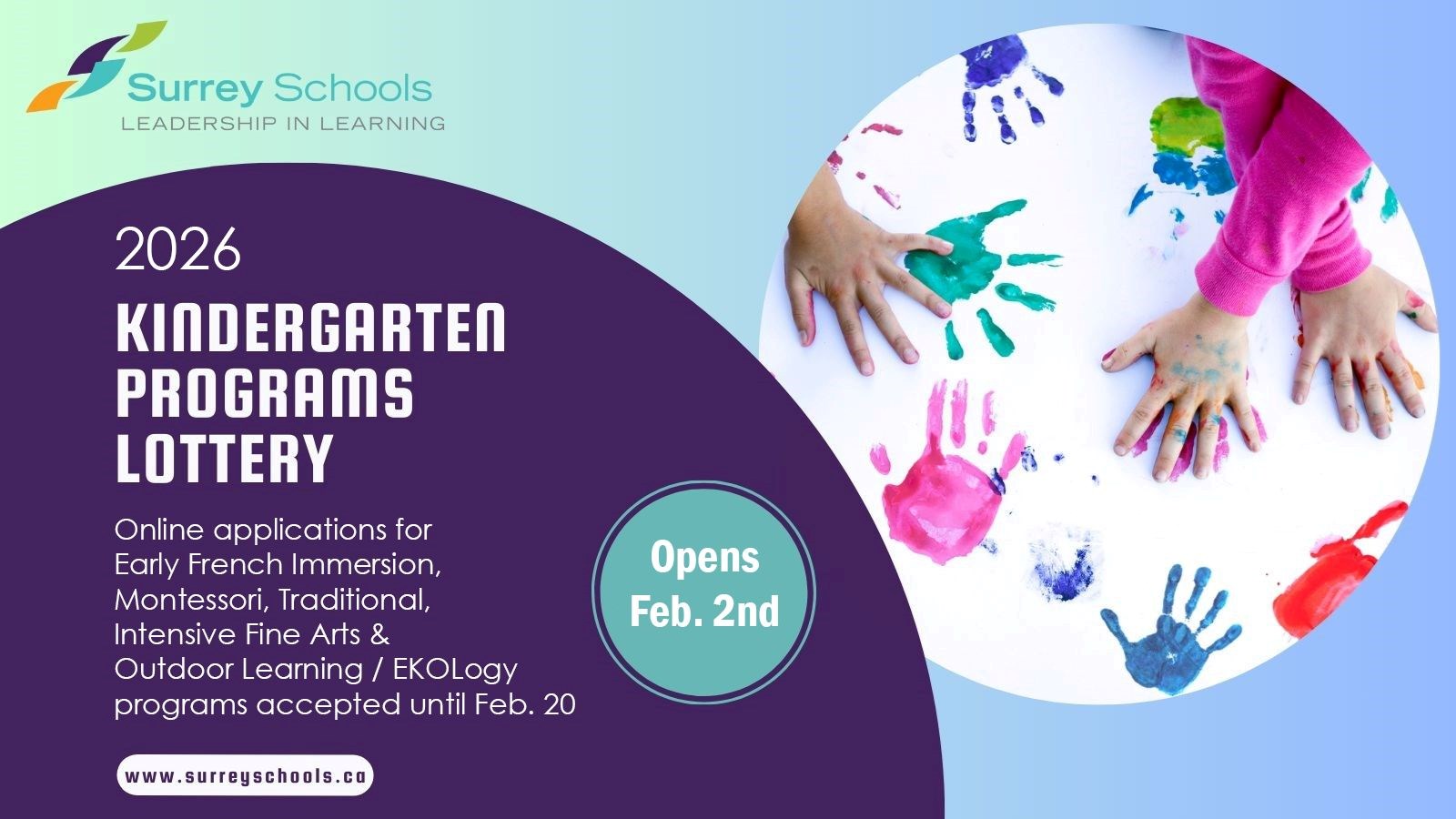 Kindergarten lottery applications now open! Apply by Feb. 20
