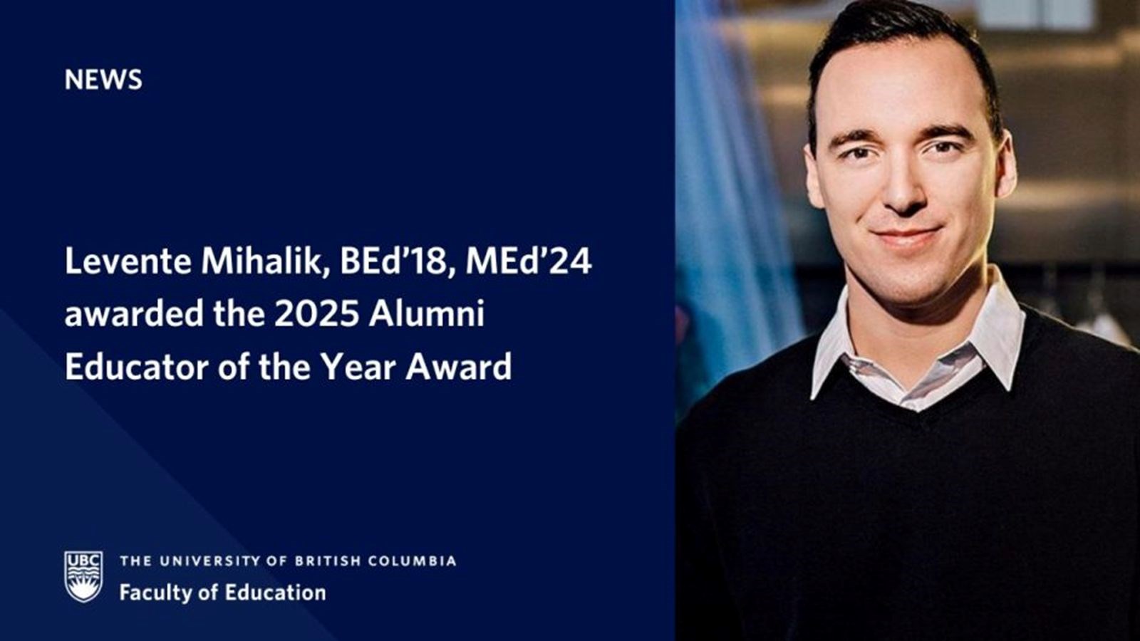 École Salish Secondary teacher receives UBC Alumni Educator of the Year Award