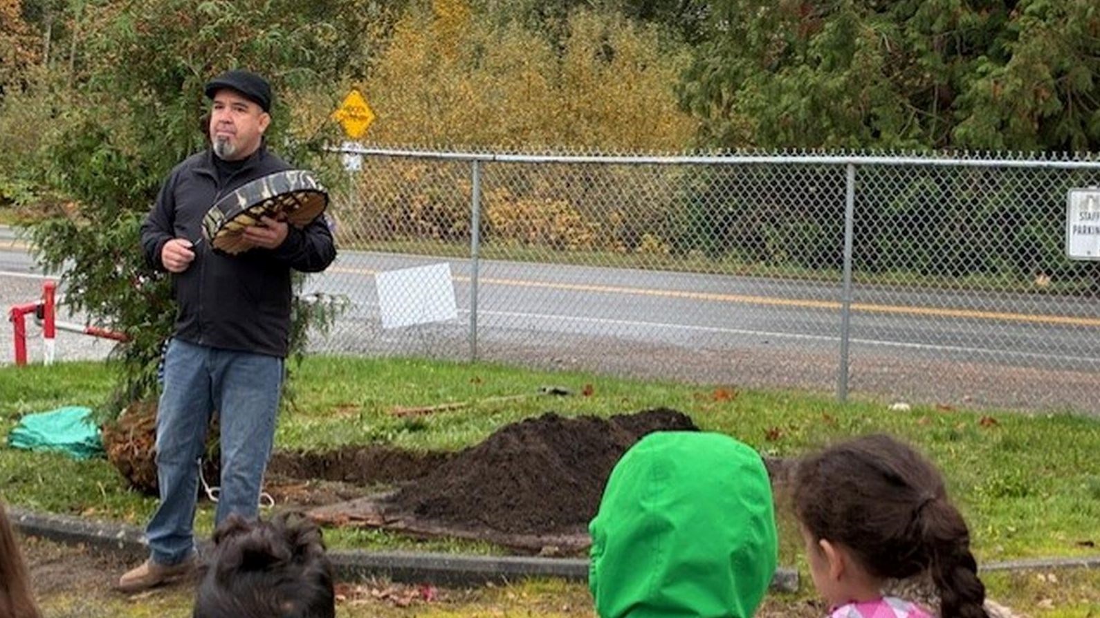 Roots in Ceremony: Semiahmoo First Nation leads cedar-planting ceremony at Xw’epiteng Elementary
