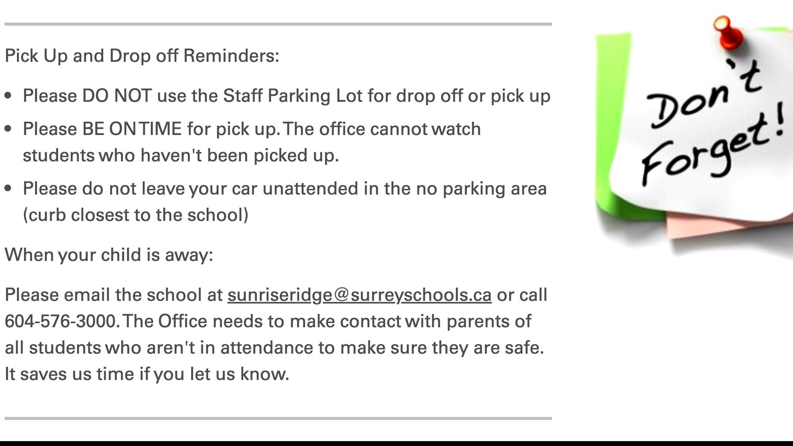 Drop off and Pick Up