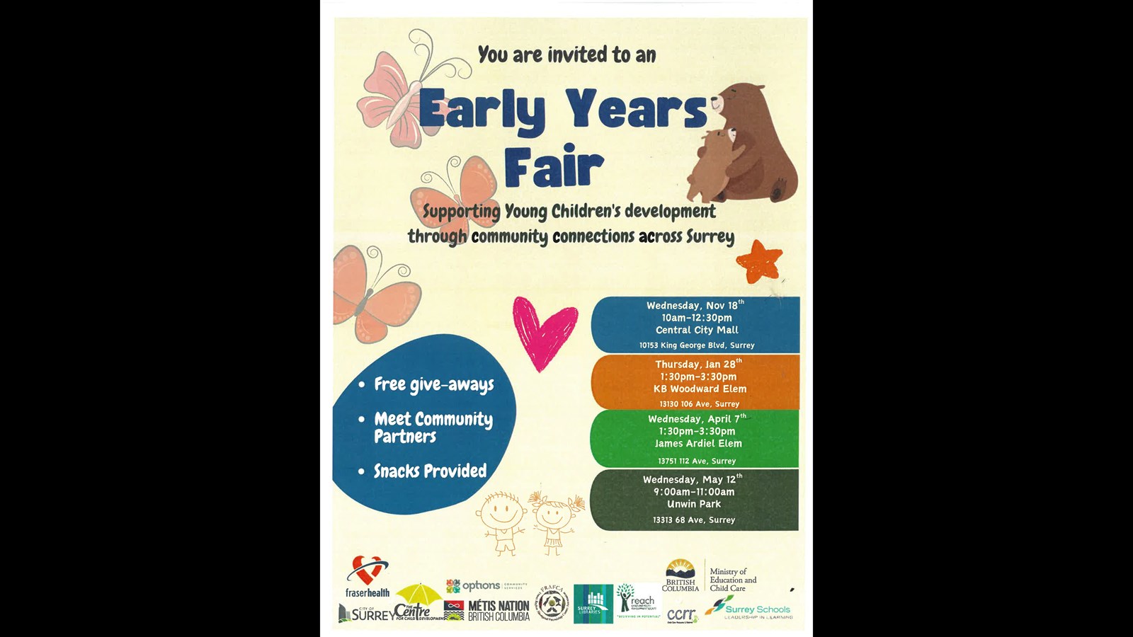 Surrey Schools Early Years Fair Info - Ages 0 - 5yrs old
