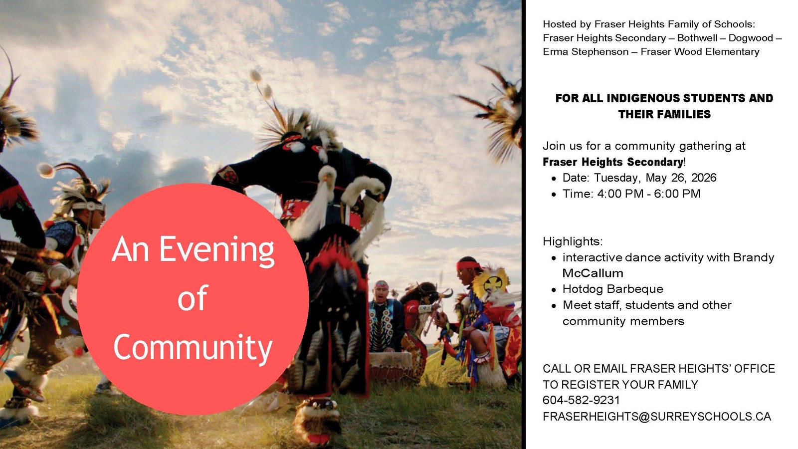 Indigenous Student Family Gathering (TUESDAY, May 26th @ 4 pm)
