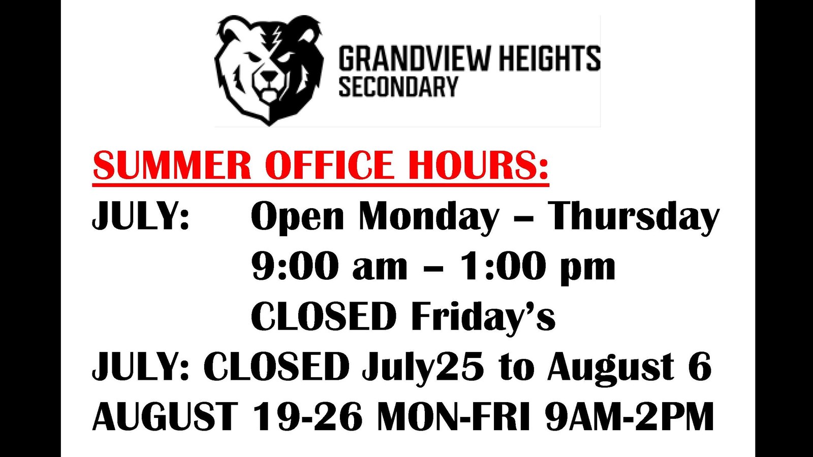 Summer Office Hours 