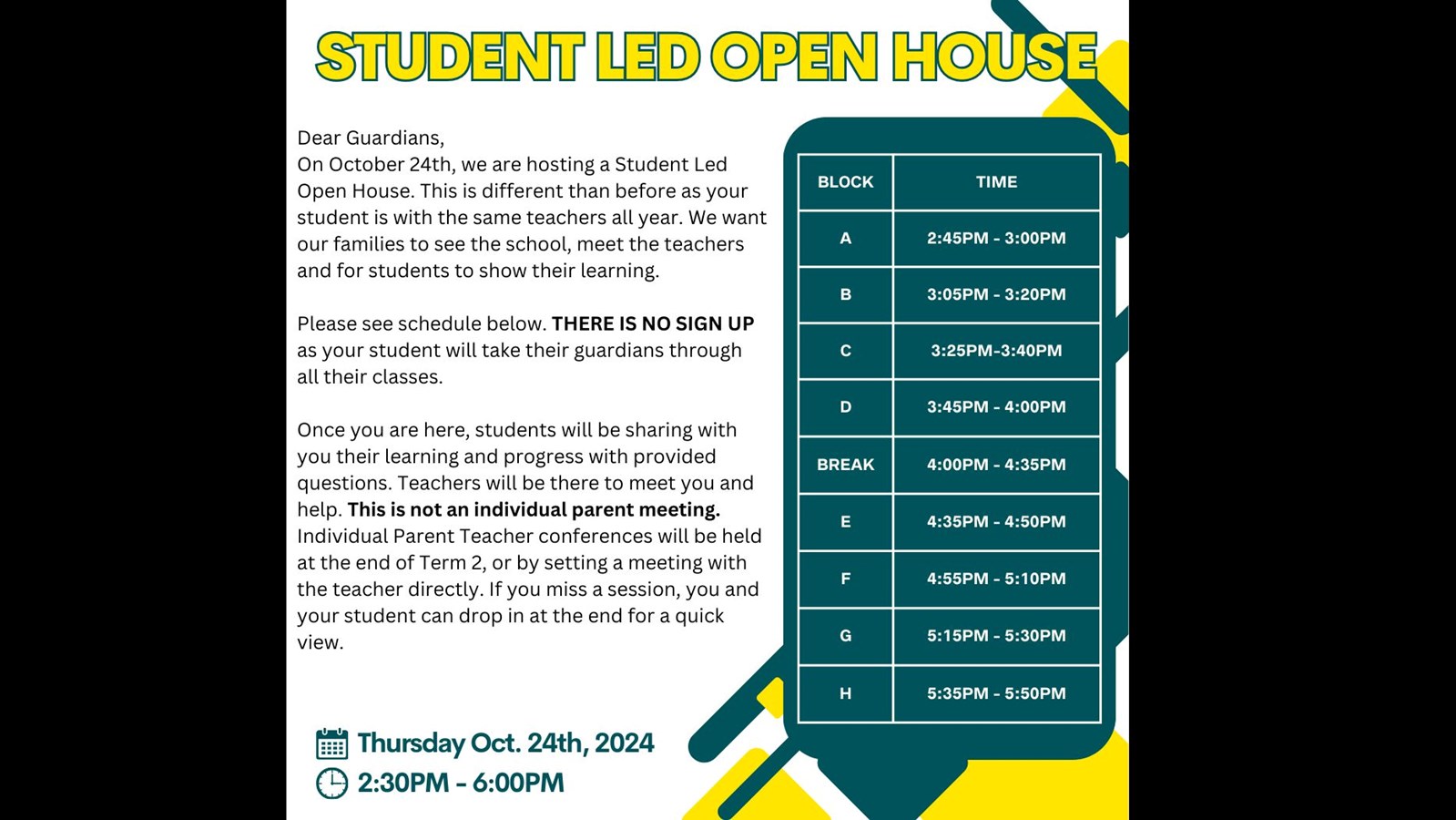 Student Led Open House