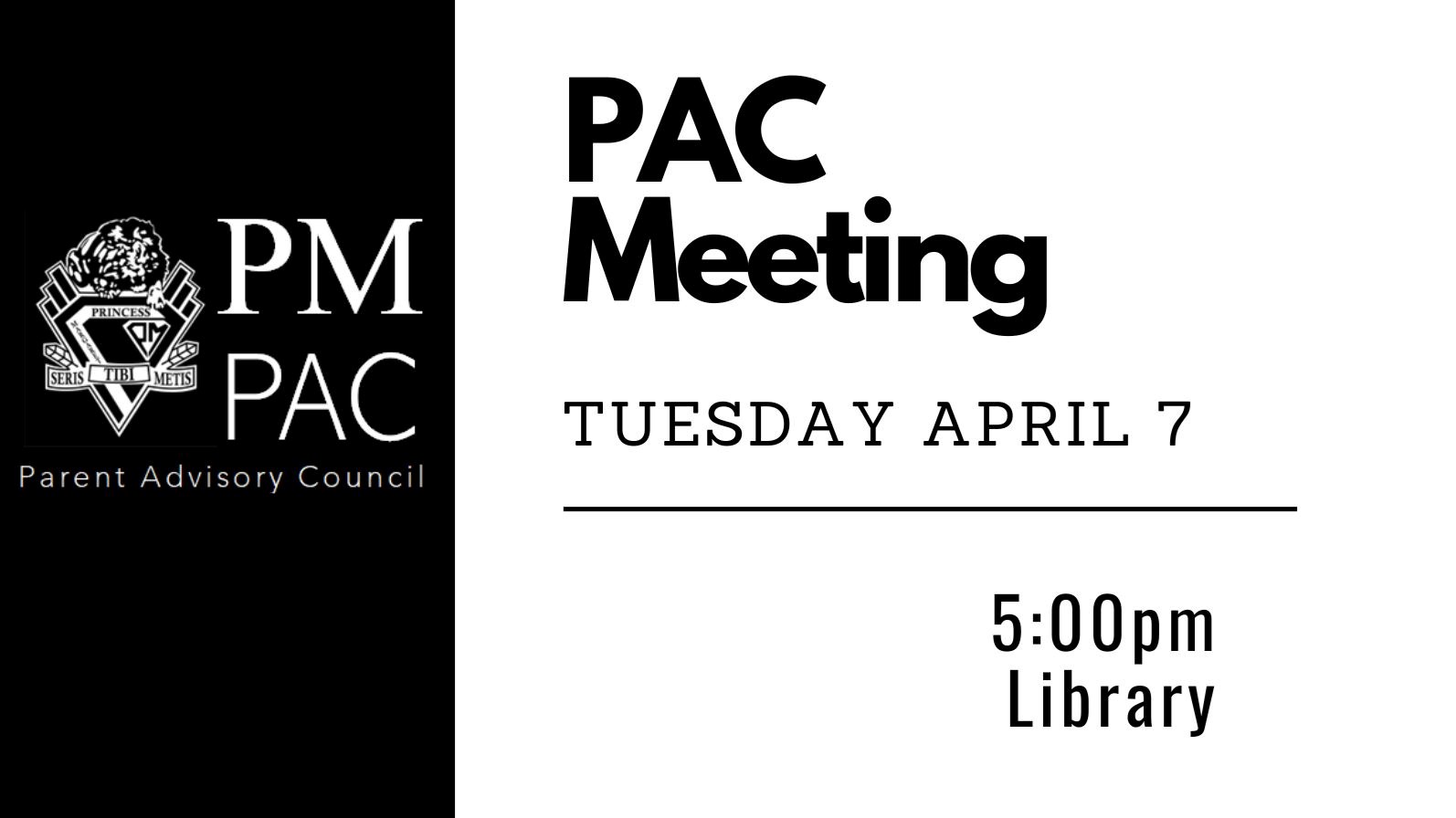 **CANCELLED** PAC Meeting April 7