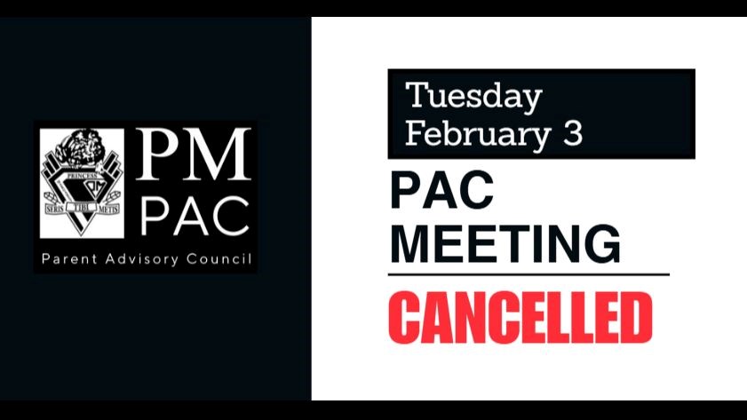 PAC Meeting - Cancelled