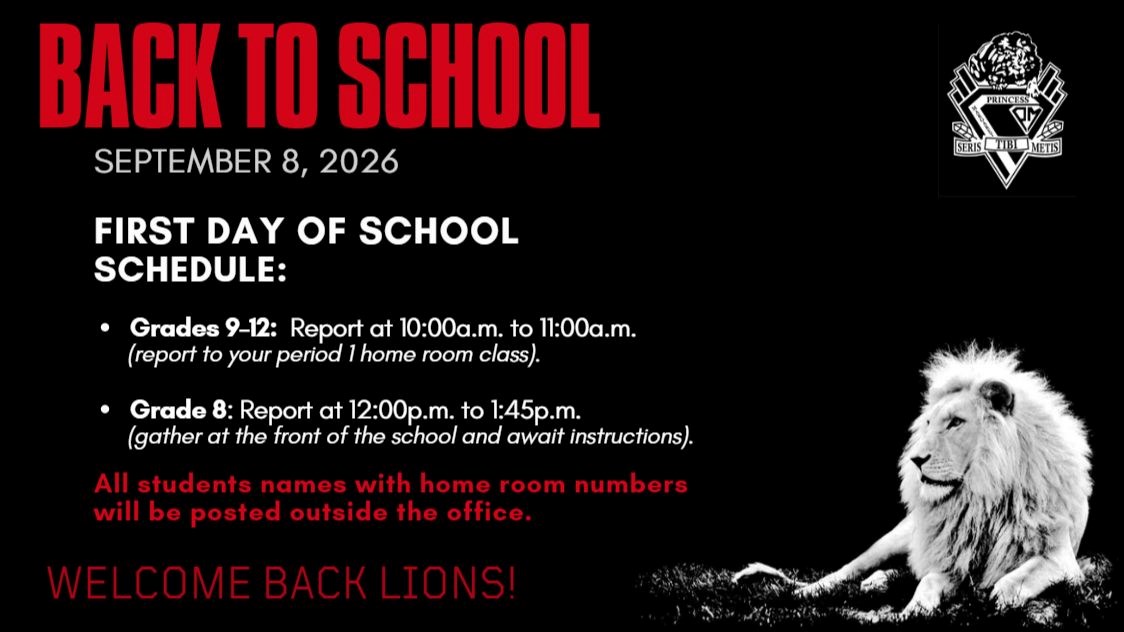 First Day of School Schedule