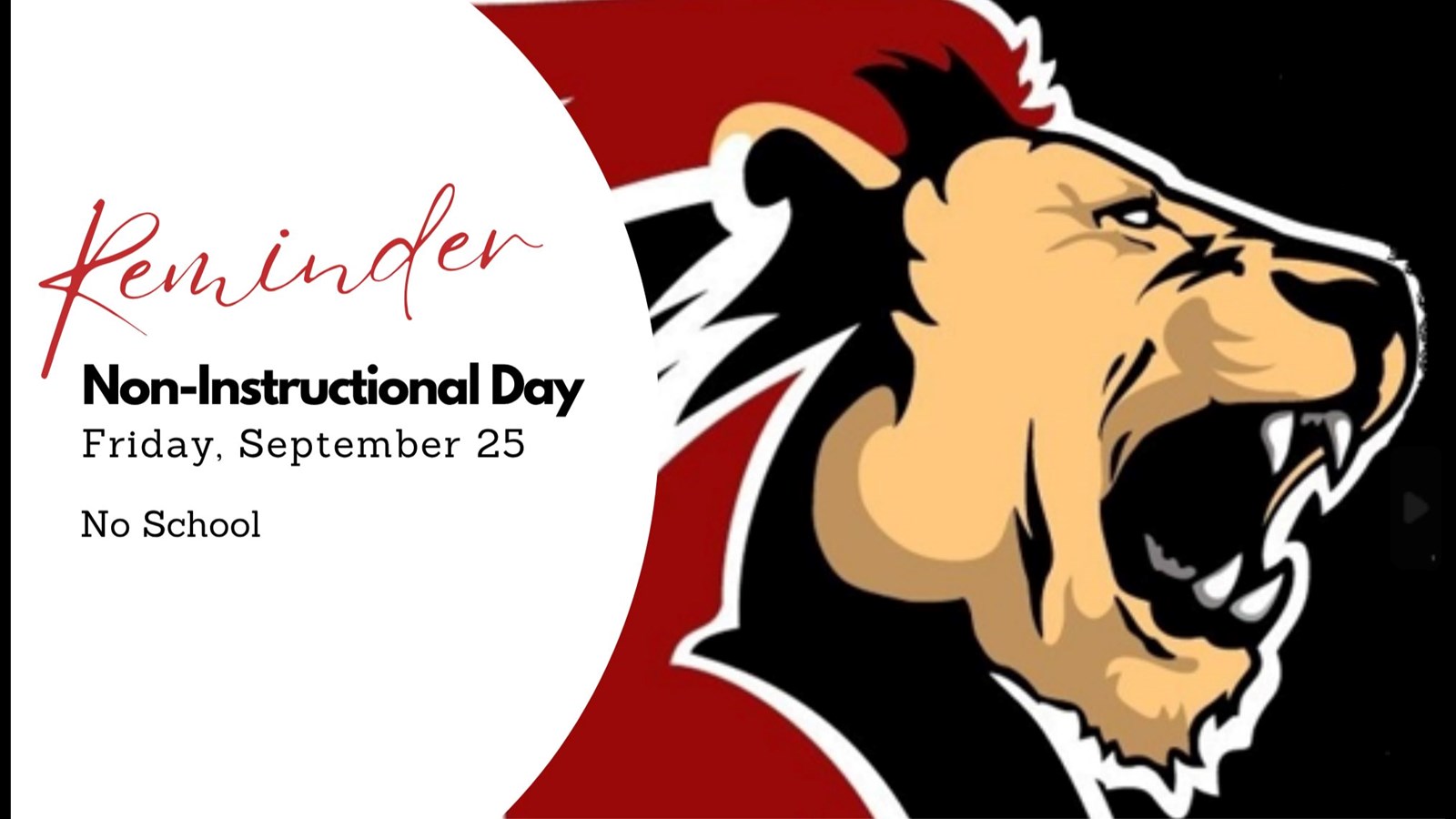 Non Instructional Day - Friday September 25