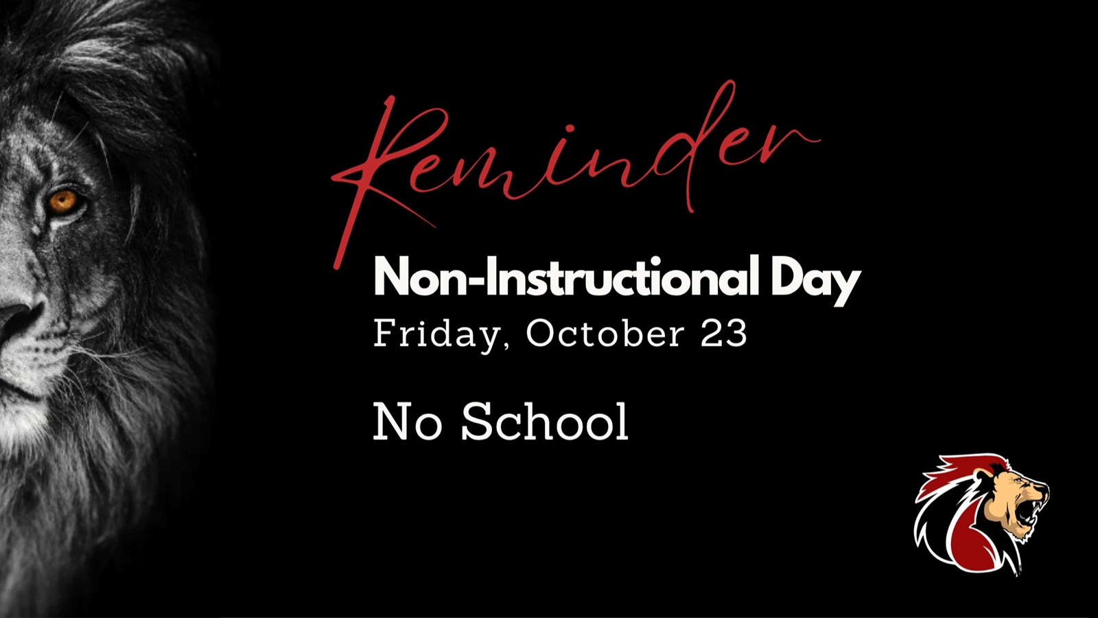 Non-Instructional Day - Friday Oct 23