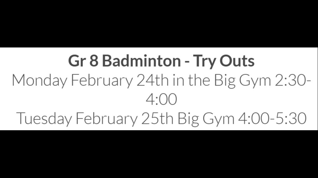 Badminton Try Outs!!!