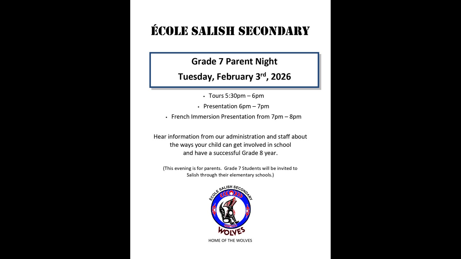 Grade 7 Parent Night