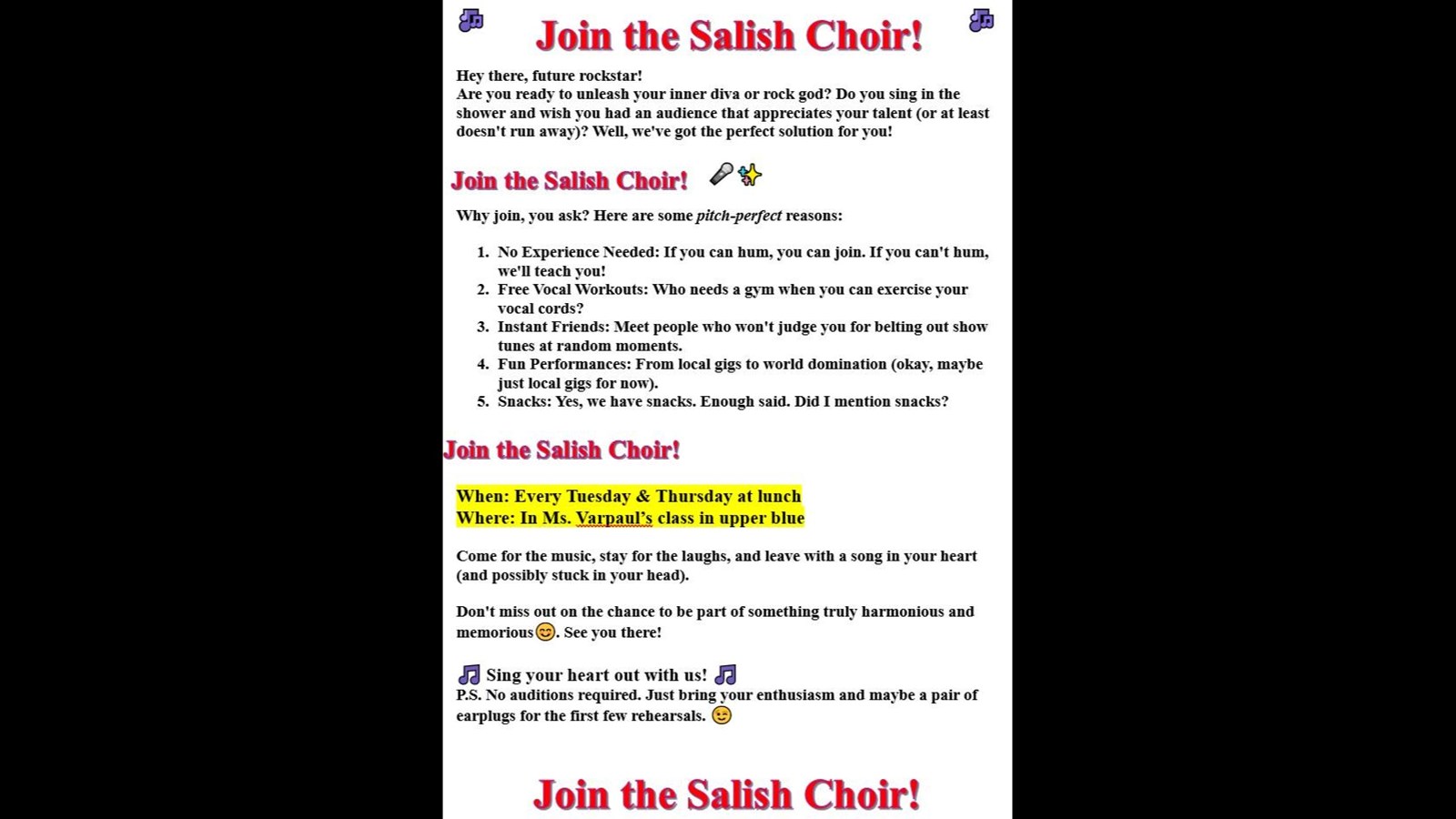 Join the Salish Choir!