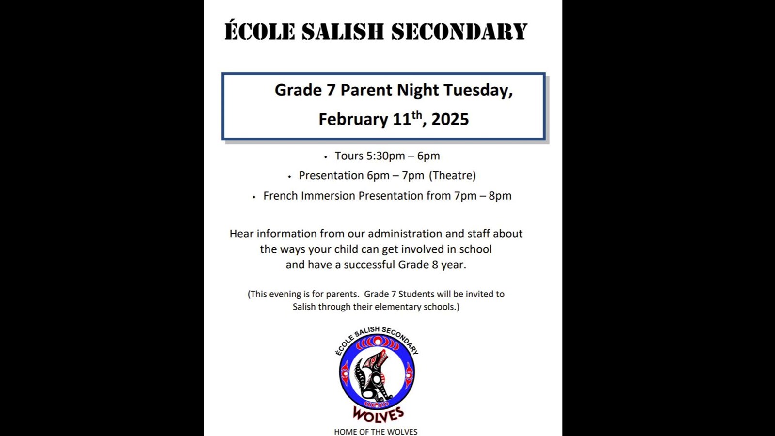 Grade 7 Parent Night - February 11th