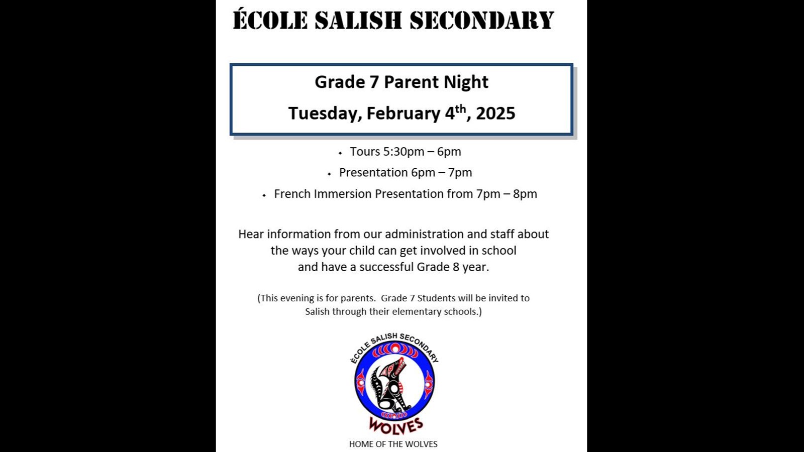 Grade 7 Parent Night 