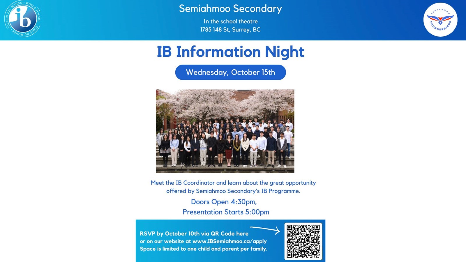 IB Information Night - Wednesday October 15th 