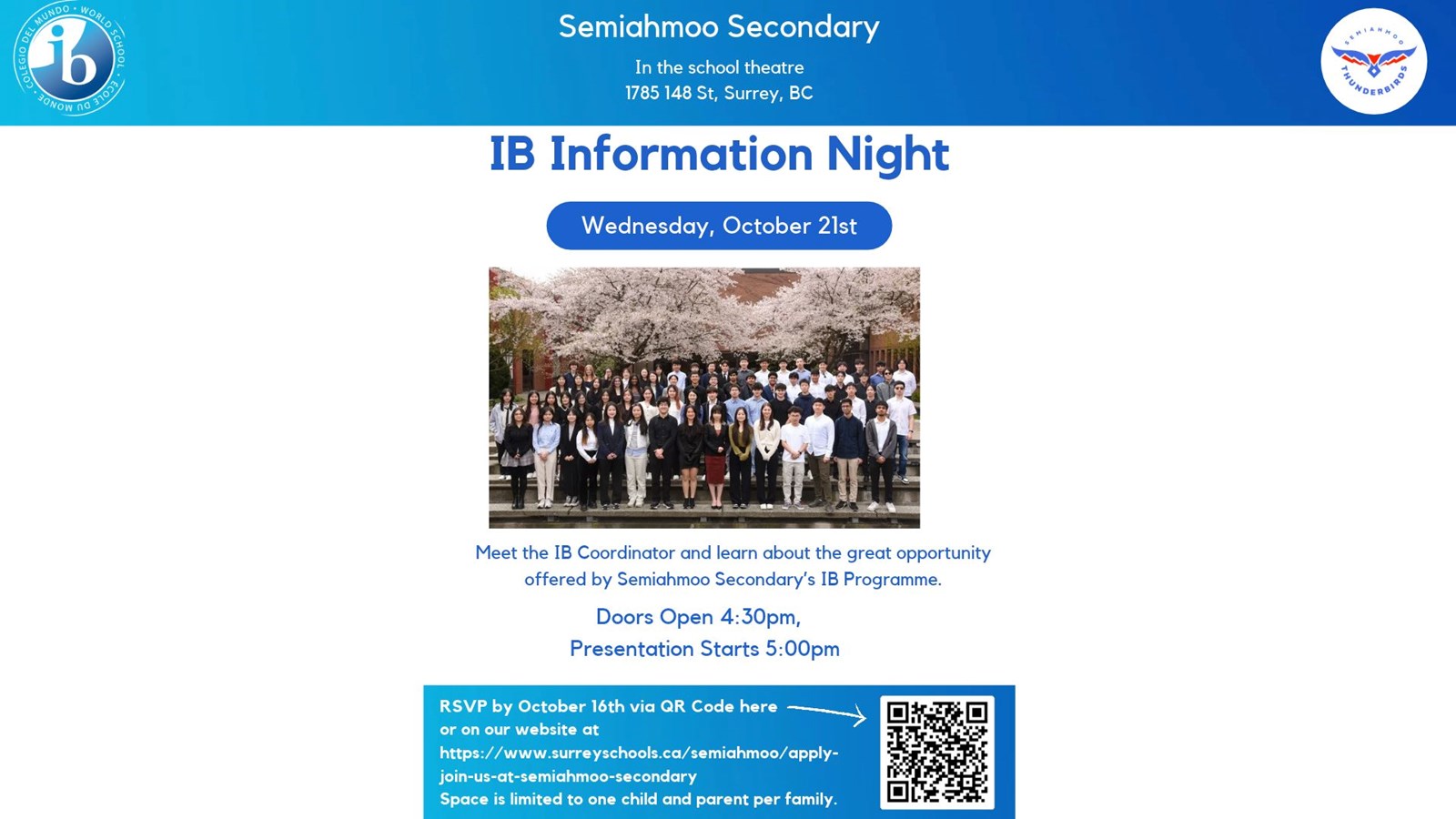 IB Information Night ~ Wednesday, October 21st