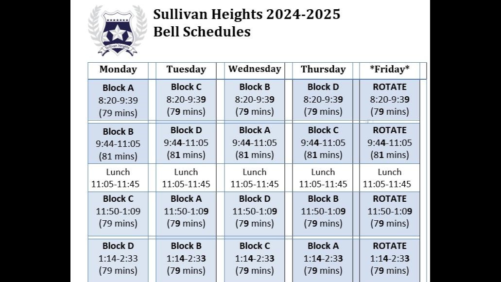 Bell Schedule 2024-2025