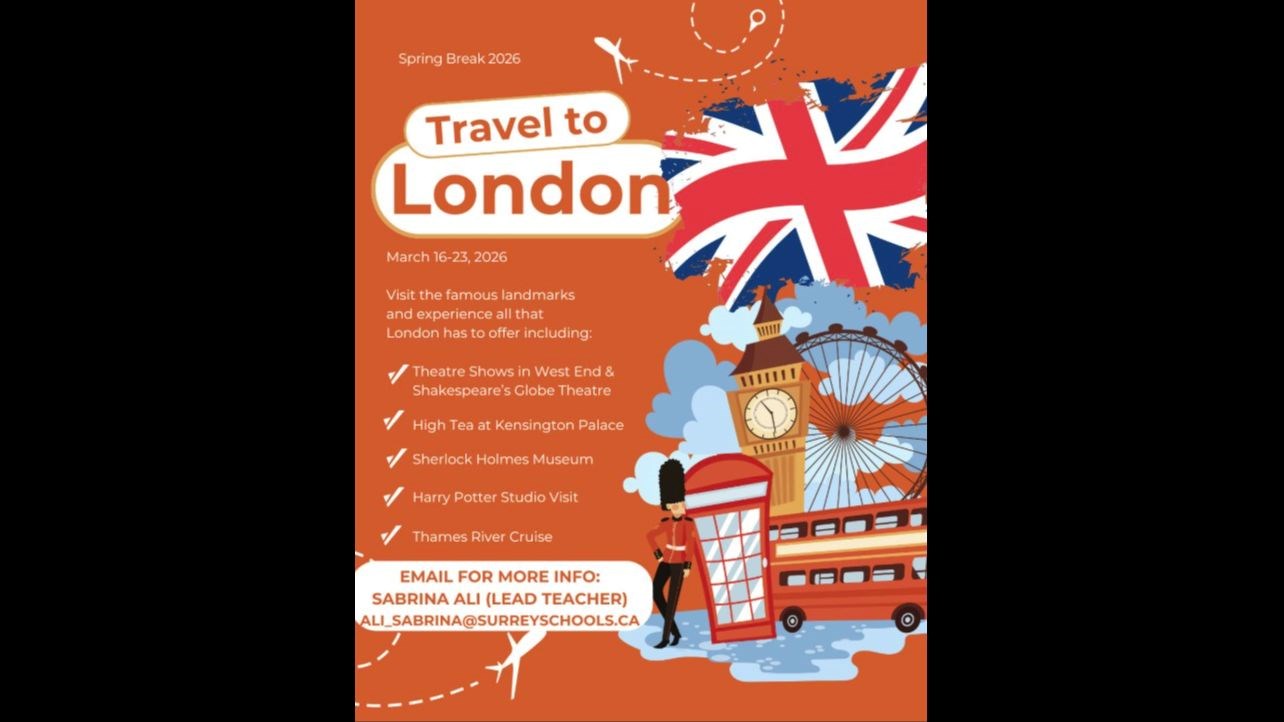 Travel to London for Grade 10, 11 & 12 Students