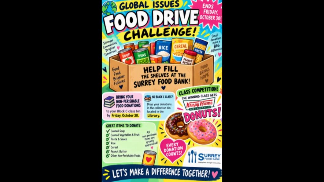 Global Issues Food Drive - Ends Oct. 30