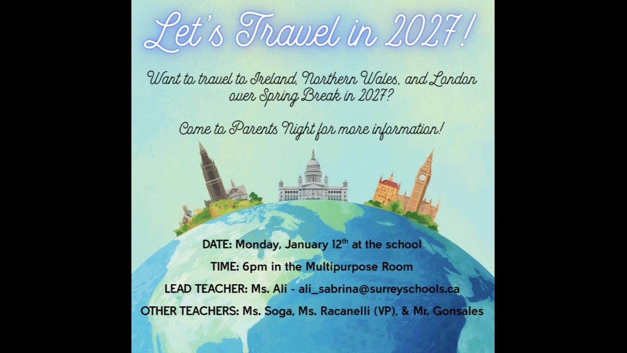 Let's Travel Spring Break 2027 Grade 10-12 - Parent Information Night